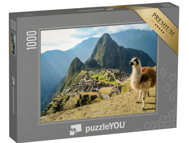 Puzzel 1000 stukjes „Lama voor de oude Inca-stad Machu Picchu“