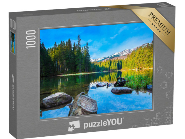 Puzzel 1000 stukjes „Stenen in het kalme water van een bergmeer“