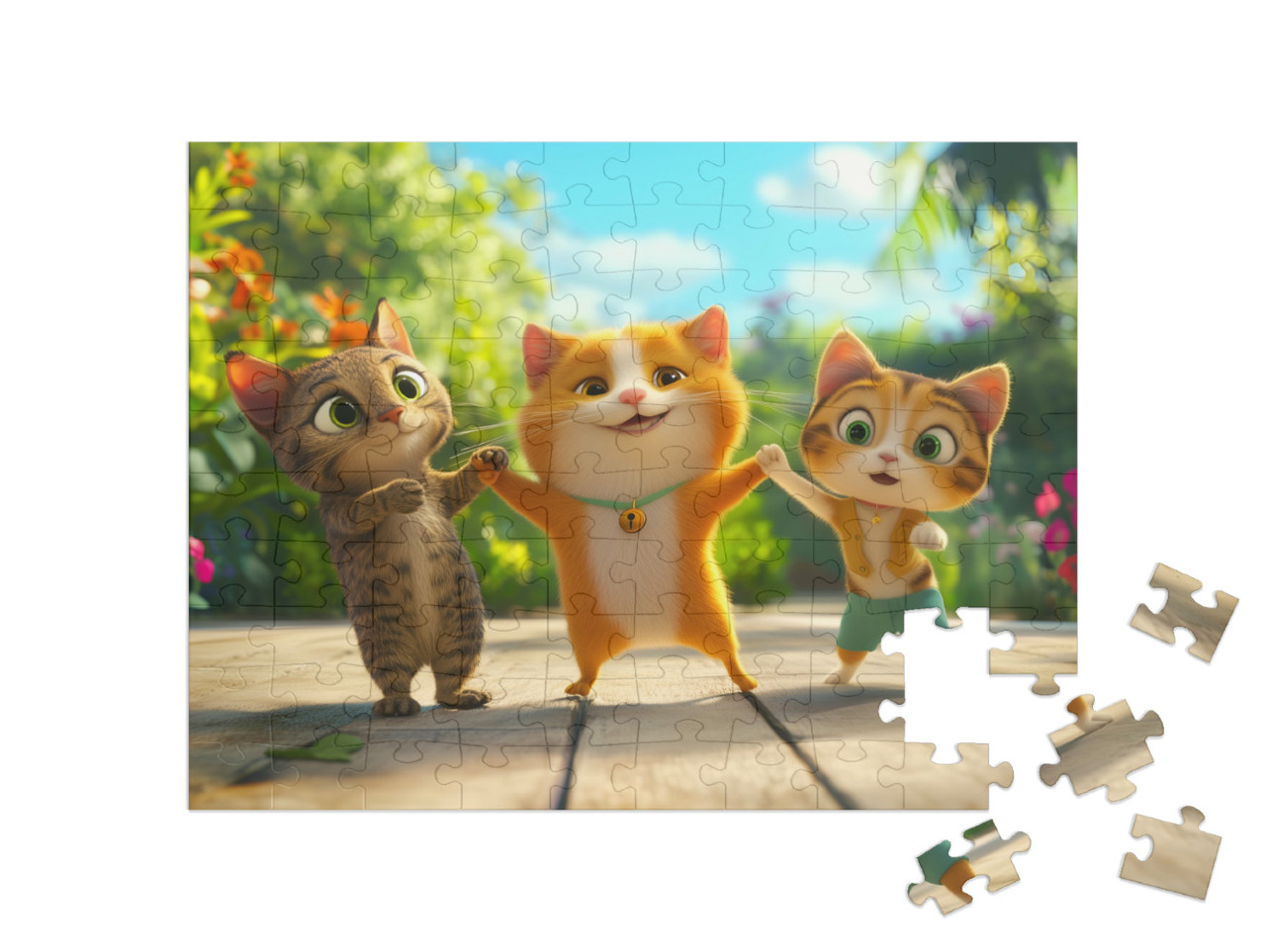 Puzzel 100 stukjes „Zomers kattendansfeest“