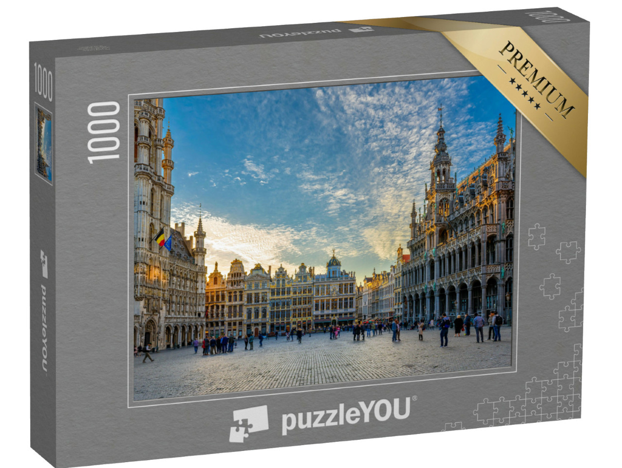 Puzzel 1000 stukjes „Grote Markt met stadhuis en Koninghuis in Brussel, België“