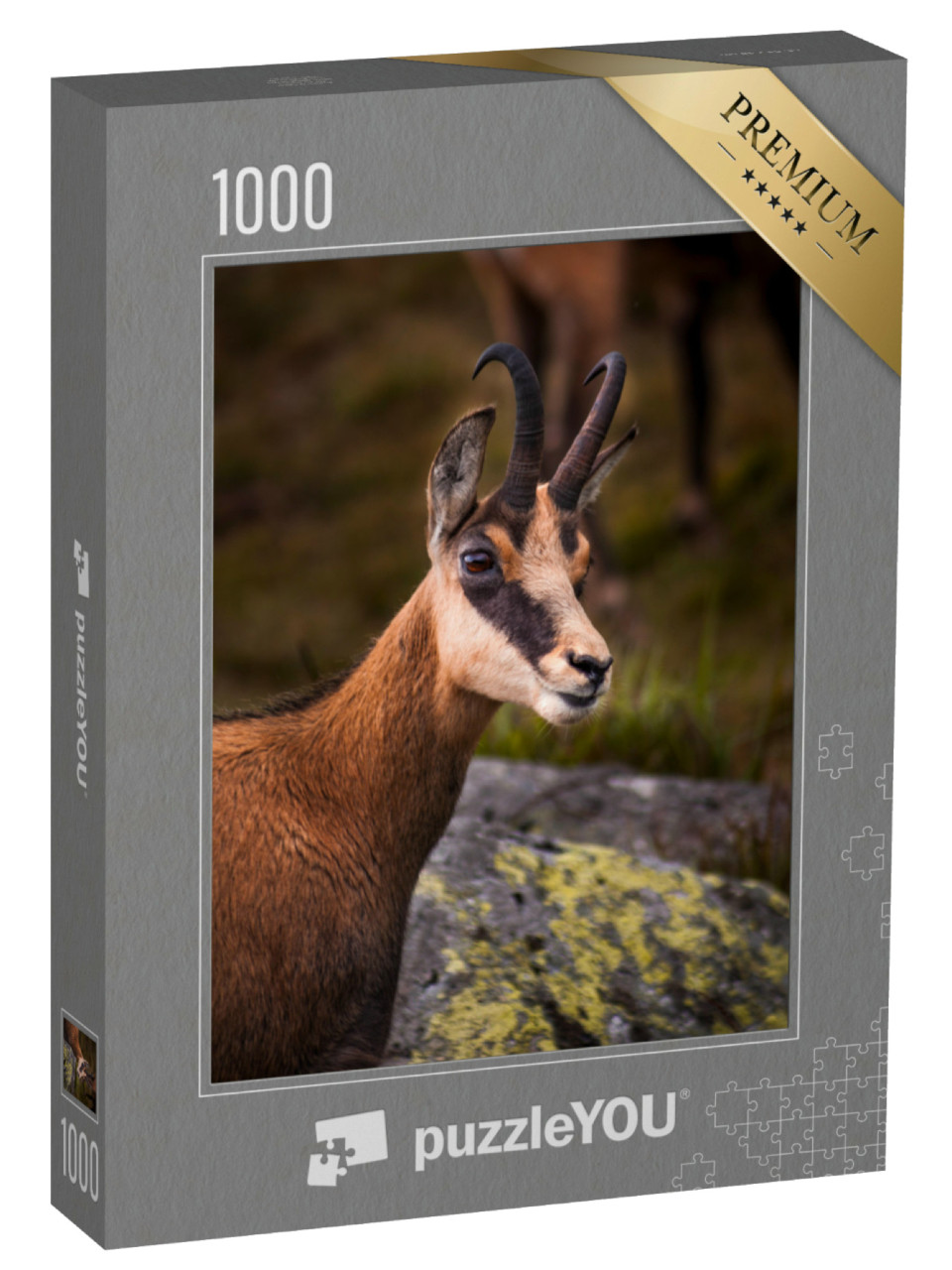 Puzzel 1000 stukjes „Portret van een gems in de natuur“