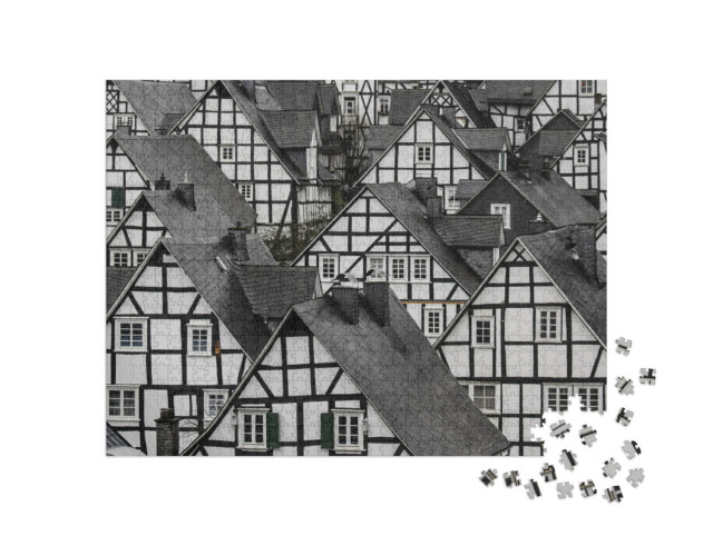 Puzzel 1000 stukjes „Traditionele vakwerkhuizen“