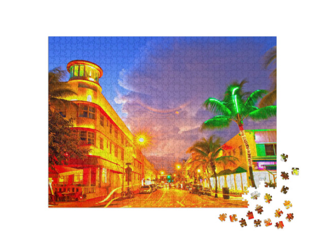 Puzzel 1000 stukjes „Ocean Drive in Miami Beach, Florida“