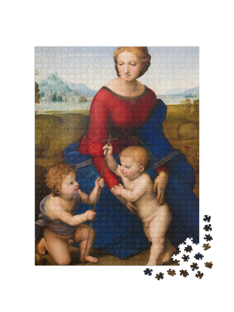 Puzzel 1000 stukjes „De Madonna in de weide, Rafaël 1505“