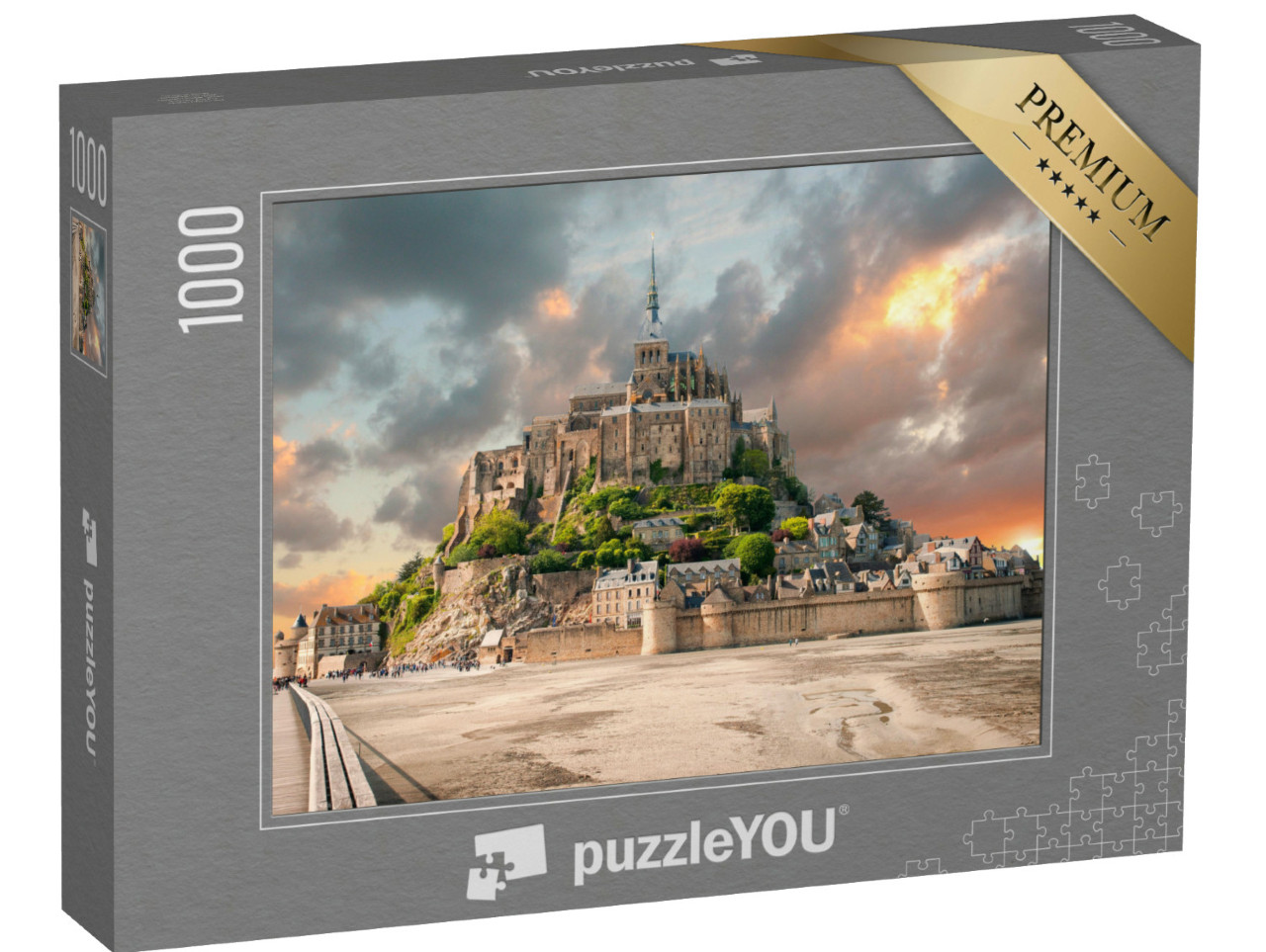 Puzzel 1000 stukjes „Panoramisch uitzicht op de beroemde Le Mont Saint Michel, Normandië, Frankrijk“
