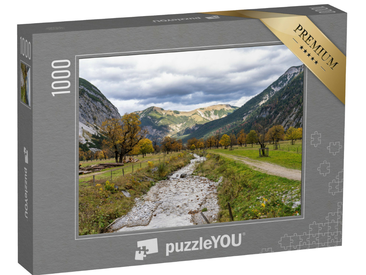 Puzzel 1000 stukjes „Esdoorns op Ahornboden in de herfst, Karwendelgebergte, Oostenrijk“