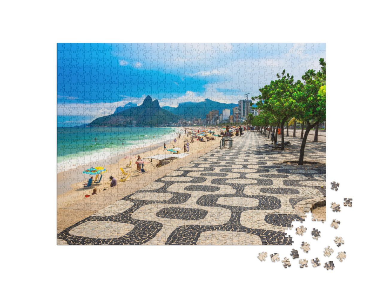 Puzzel 1000 stukjes „Ipanema: strand met mozaïek, Rio de Janeiro“