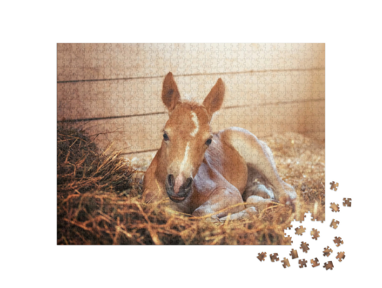 Puzzel 1000 stukjes „Haflinger veulen op stal“