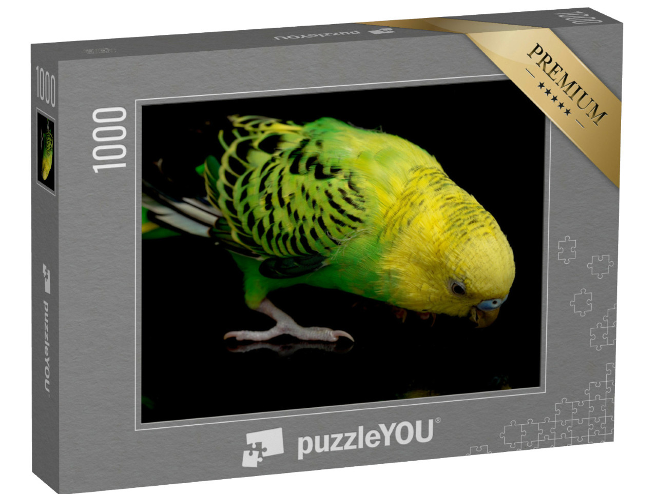 Puzzel 1000 stukjes „Close-up van een groene en gele grasparkiet“