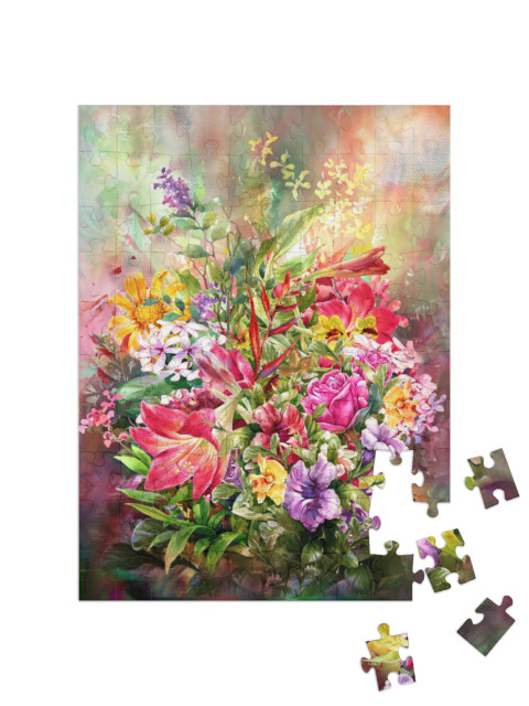 Puzzel 100 stukjes „Boeket kleurrijke bloemen“