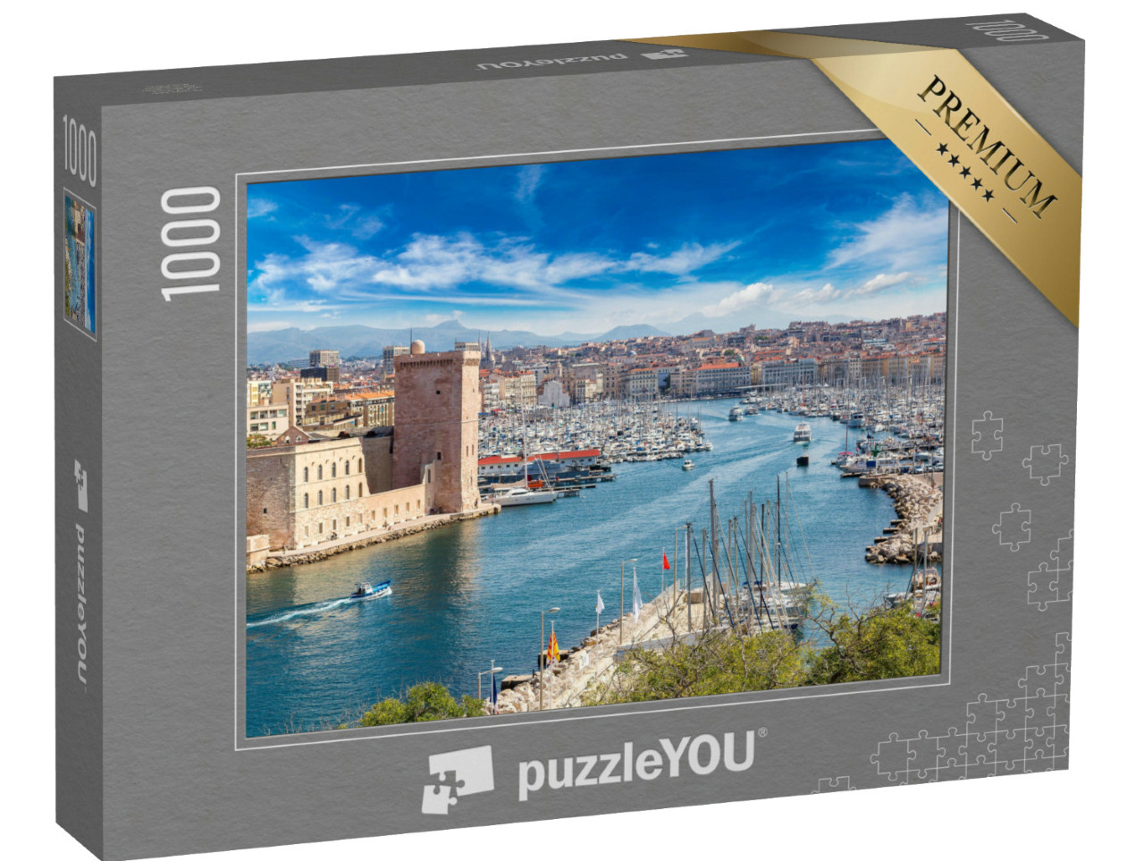 Puzzel 1000 stukjes „Kasteel Saint Jean en kathedraal de la Major, Marseille, Frankrijk“