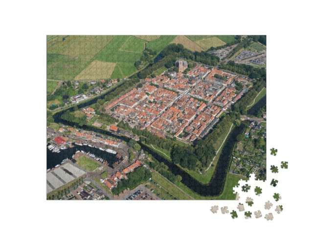 Puzzel 1000 stukjes „Luchtfoto van de vestingstad Elburg, Gelderland in Nederland“