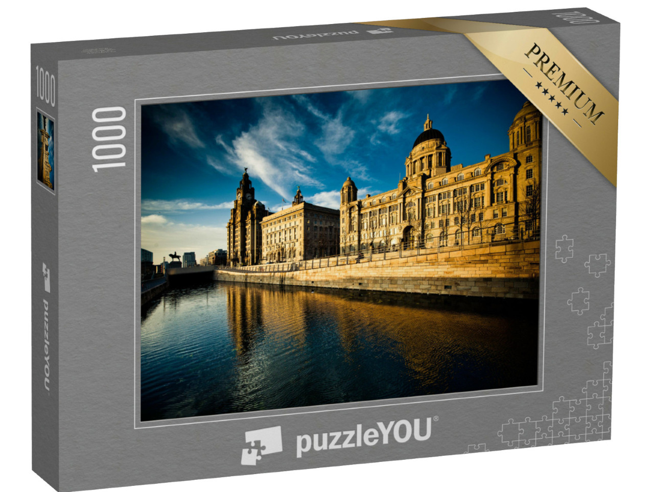 Puzzel 1000 stukjes „Skyline met de drie gratiën, Liverpool“