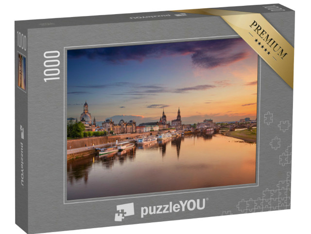 Puzzel 1000 stukjes „Prachtig uitzicht op Dresden in de avond, Duitsland“