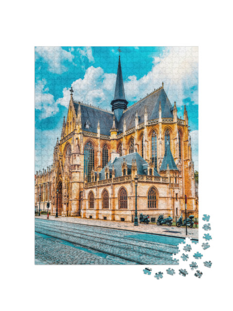 Puzzel 1000 stukjes „Kathedraal Notre Dame du Sablon, Brussel, België, EU“