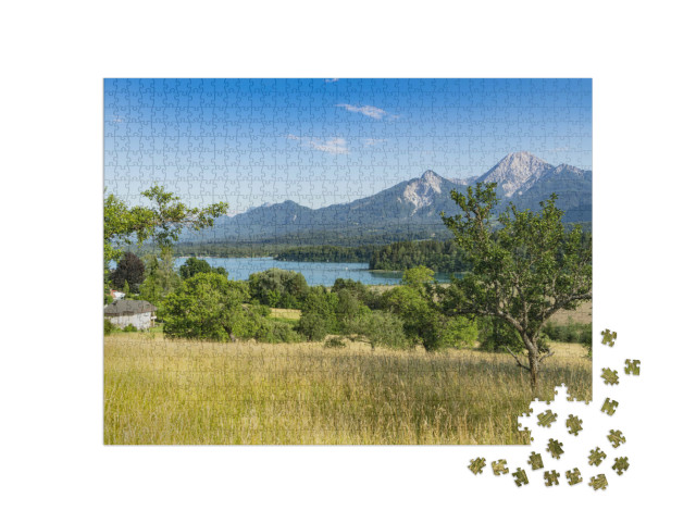 Puzzel 1000 stukjes „Panoramisch uitzicht op het meer van Ossiach, Karinthië“