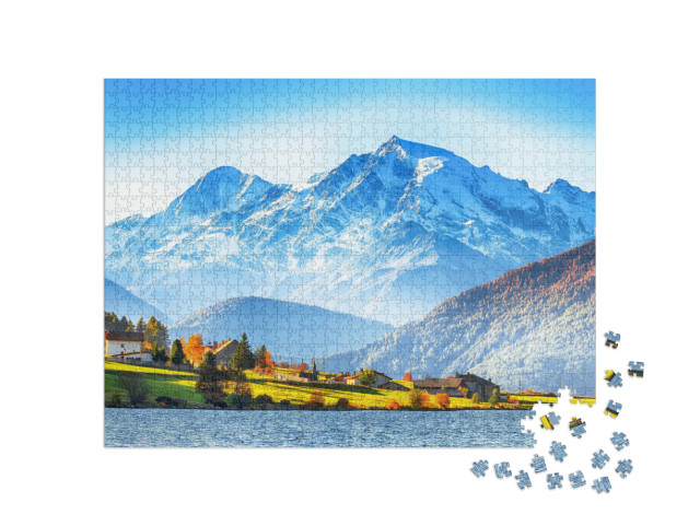 Puzzel 1000 stukjes „Lago della Muta, ook bekend als Haidersee, Zuid-Tirol“