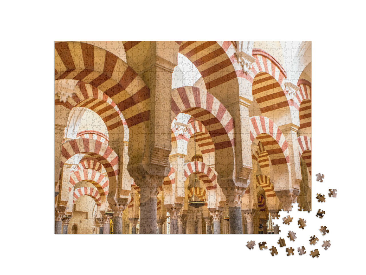 Puzzel 1000 stukjes „Binnenaanzicht van de kathedraal La Mezquita in Córdoba, Andalusië, Spanje“