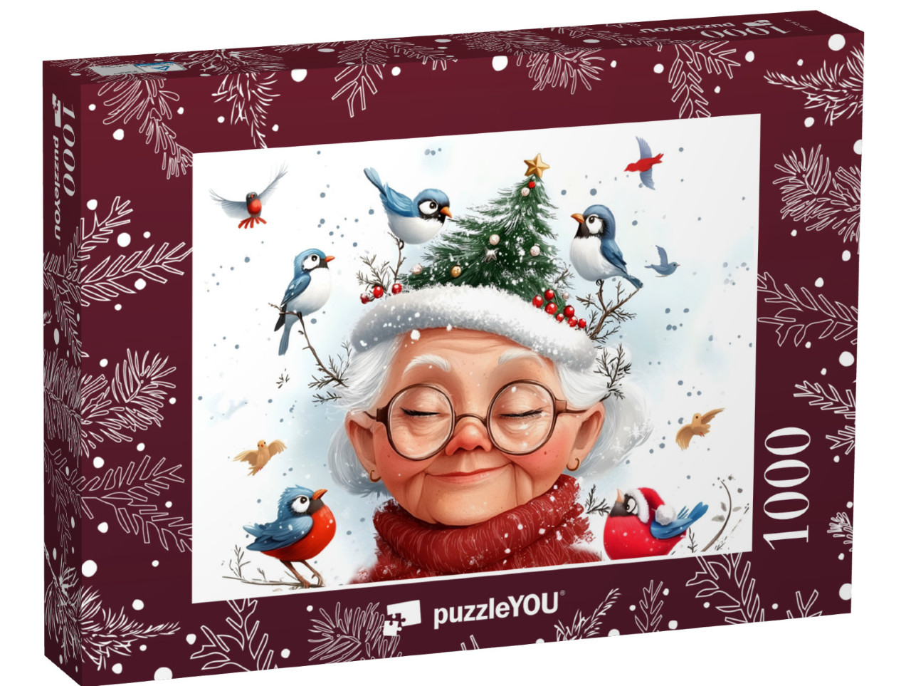 Puzzel 1000 stukjes „Mère Nature fête Noël avec les oiseaux“