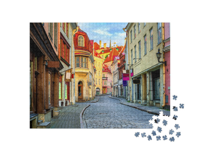 Puzzel 1000 stukjes „Straatje in het oude centrum van Tallinn, Estland“