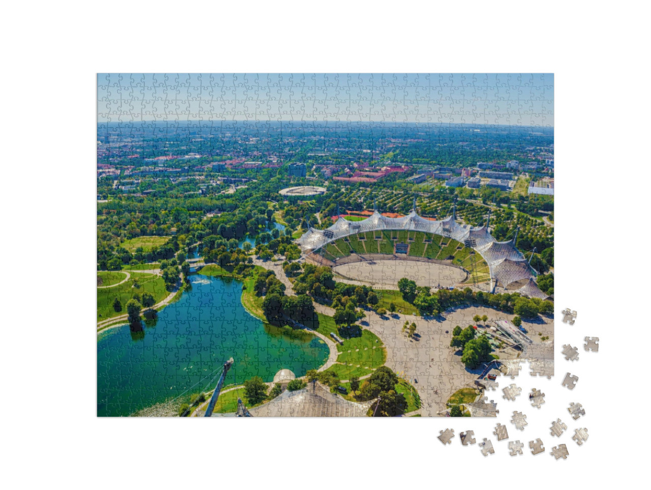 Puzzel 1000 stukjes „Luchtfoto van het Olympisch Park in München“