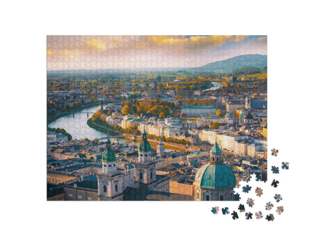 Puzzel 1000 stukjes „Herfstuitzicht van Salzburg, Oostenrijk“