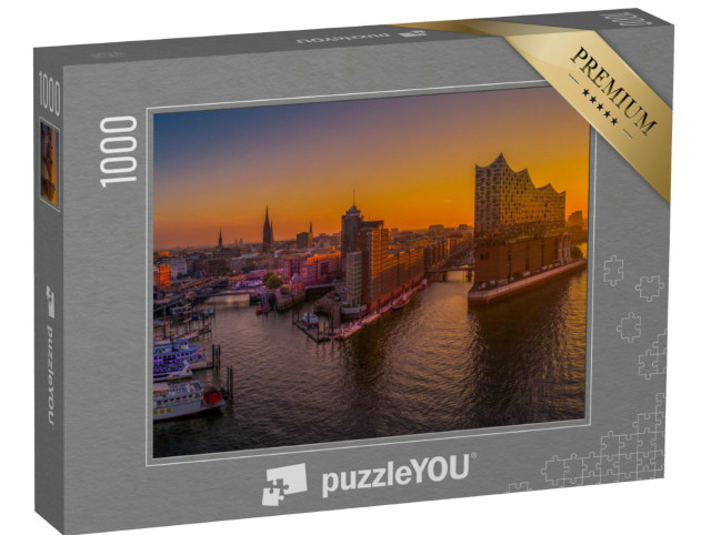 Puzzel 1000 stukjes „Zonsopgang boven Hamburg met de concertzaal Elbphilharmonie“