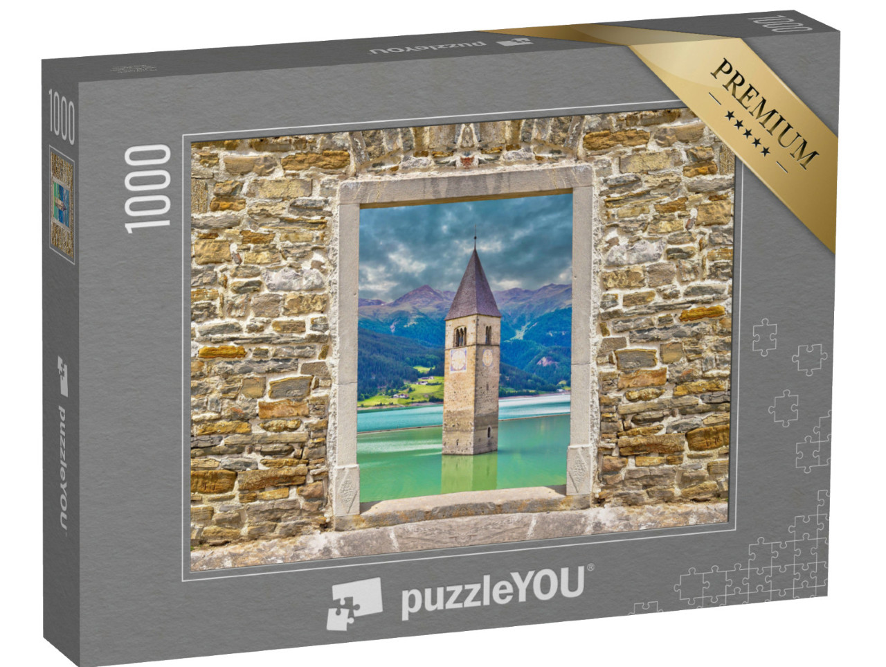Puzzel 1000 stukjes „Verzonken klokkentoren van Curon Venosta“