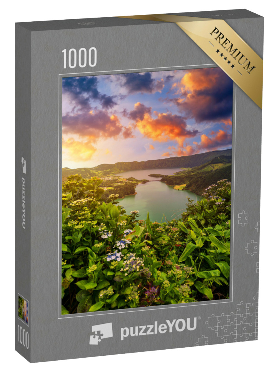 Puzzel 1000 stukjes „Lagune van de Zeven Steden, eiland São Miguel, Azoren, Portugal“