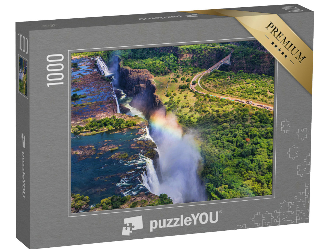 Puzzel 1000 stukjes „Regenboog bij de Victoria Watervallen in Zimbabwe“