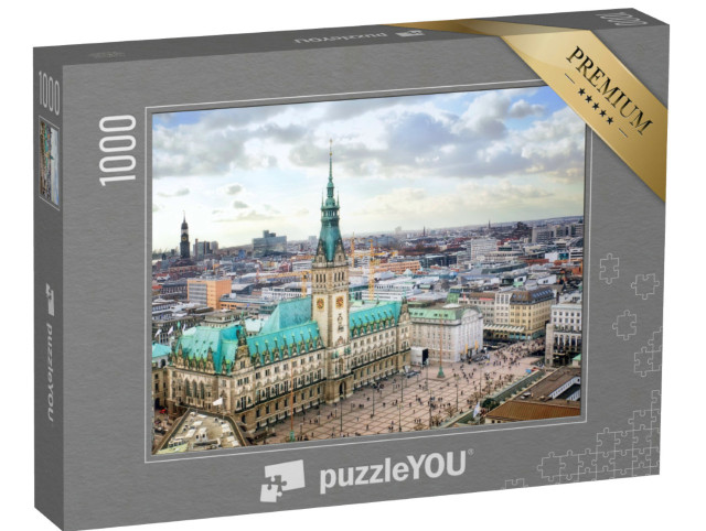 Puzzel 1000 stukjes „Indrukwekkend stadhuis in Hamburg, Duitsland“