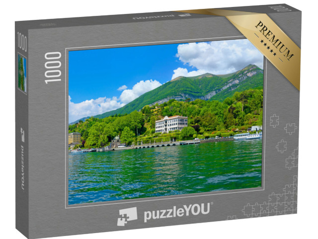 Puzzel 1000 stukjes „Zonnig panorama op het Comomeer met excursieboot“