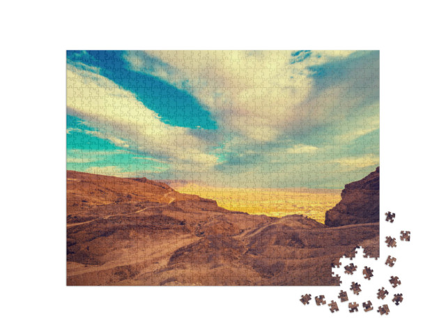 Puzzel 1000 stukjes „Uitzicht vanaf Masada naar de vallei in de Judeawoestijn, Israël“
