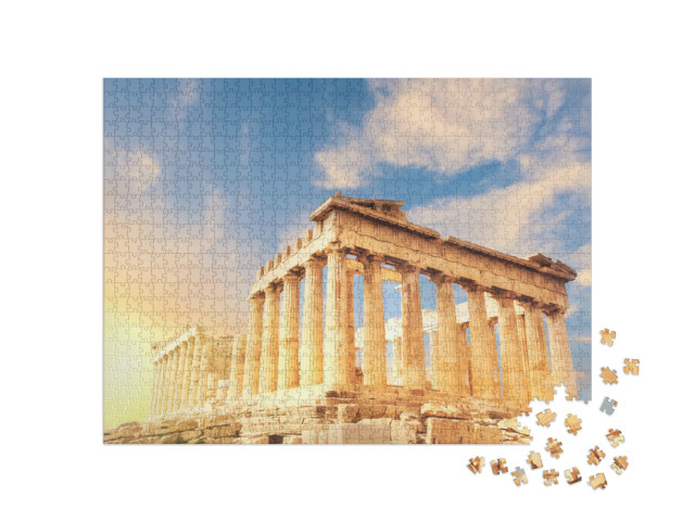 Puzzel 1000 stukjes „Parthenon Tempel bij zonsondergang, Athene, Griekenland“
