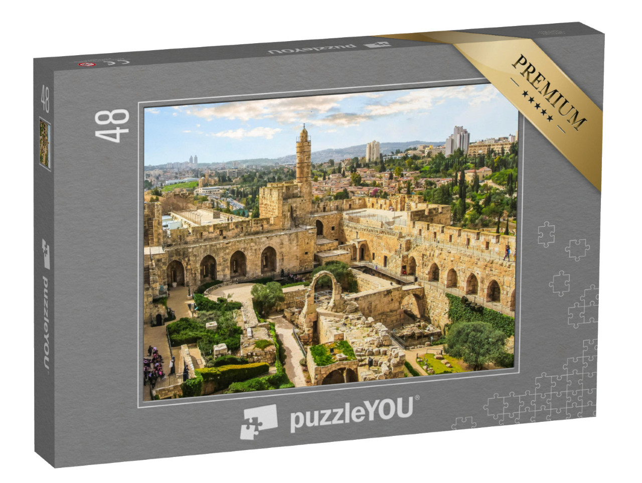 Puzzel 48 stukjes „Panoramisch uitzicht op de oude citadel, Jeruzalem, Israël“