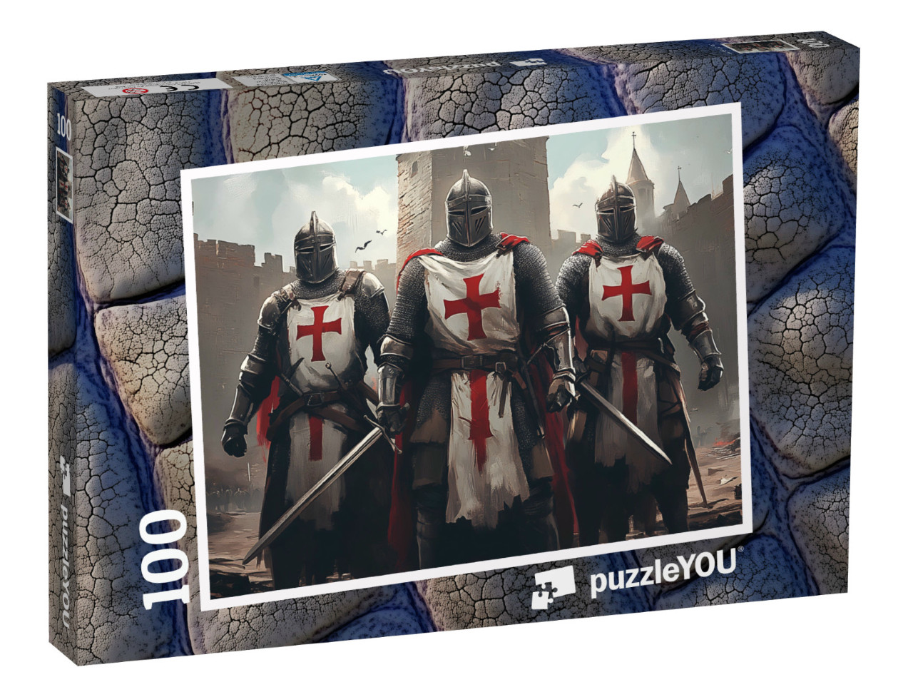 Puzzel 100 stukjes „Drie Tempeliers: klaar voor de strijd“