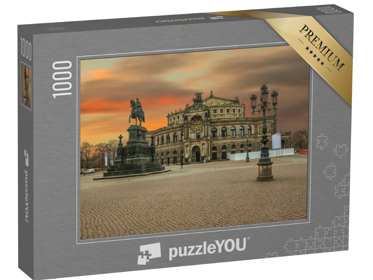 Puzzel 1000 stukjes „Semperoper in Dresden, kort na zonsondergang“