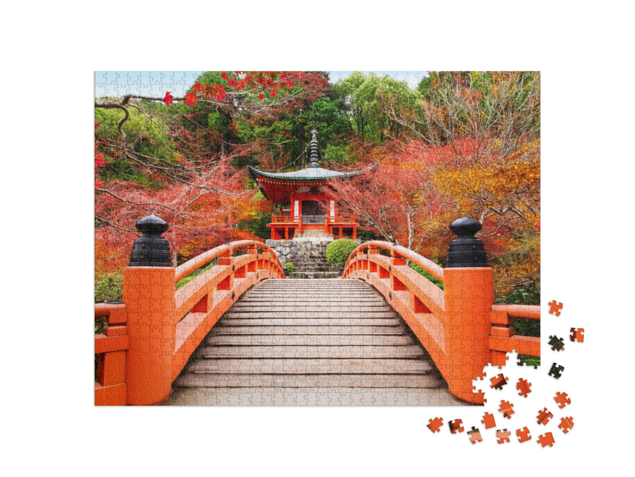 Puzzel 1000 stukjes „Kyoto Daigoji Tempel in Japanse herfst“