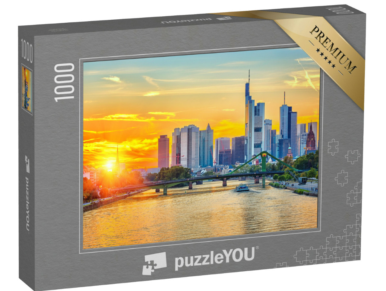 Puzzel 1000 stukjes „Zonsondergang boven Frankfurt am Main, Duitsland“