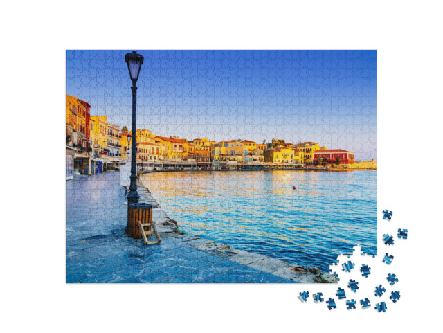 Puzzel 1000 stukjes „De haven van Chania bij zonsopgang, Kreta“