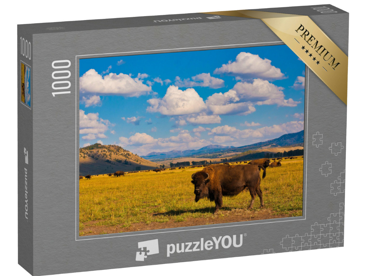 Puzzel 1000 stukjes „Vrijheid voor bizons in Yellowstone National Park, VS“