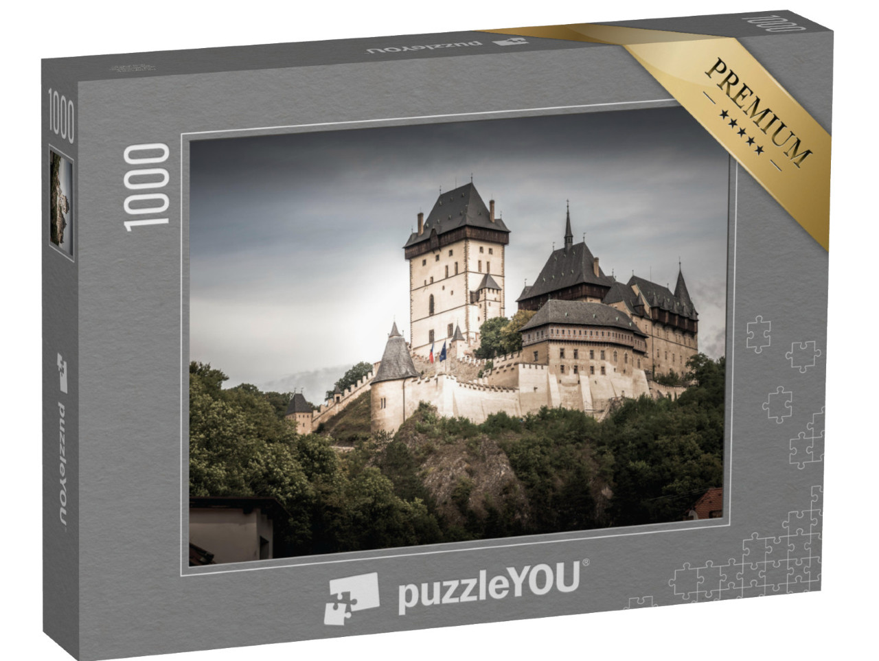 Puzzel 1000 stukjes „Kasteel Karlstein, een groot gotisch kasteel, Midden-Bohemen, Tsjechië“
