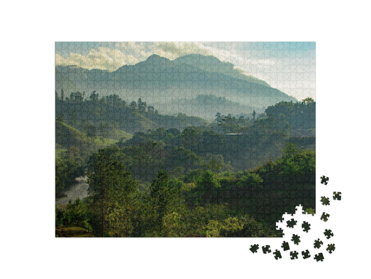 Puzzel 1000 stukjes „Guatemala, zonsopgang boven de jungle“