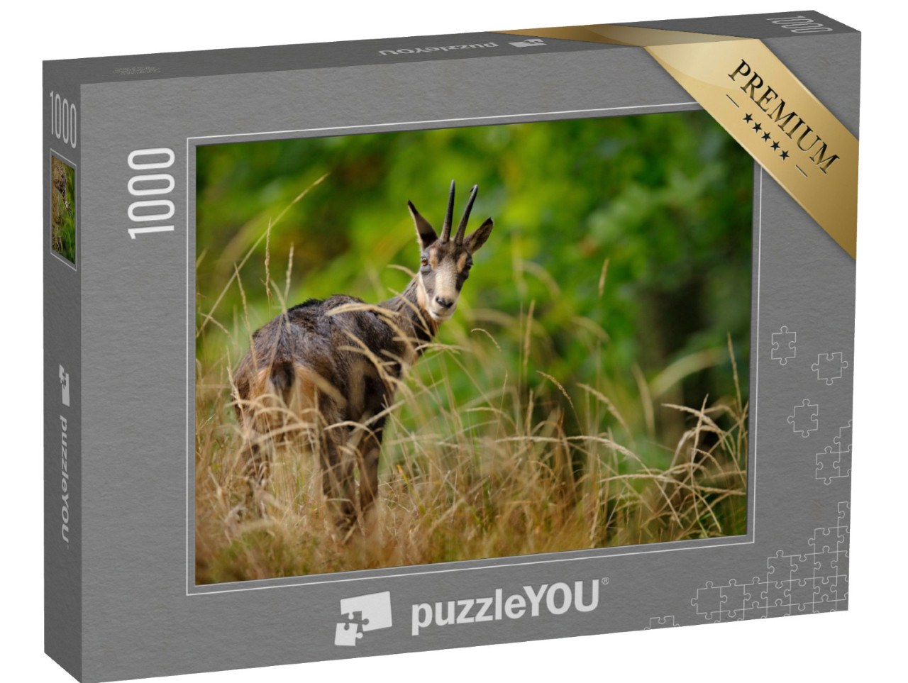 Puzzel 1000 stukjes „Gemzen in het landschap van de heuvels van Studenec, Tsjechië“