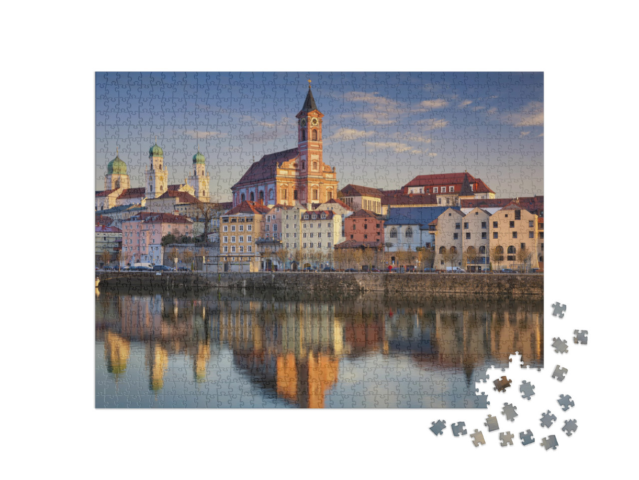 Puzzel 1000 stukjes „Zicht op Passau bij zonsondergang, Beieren, Duitsland“