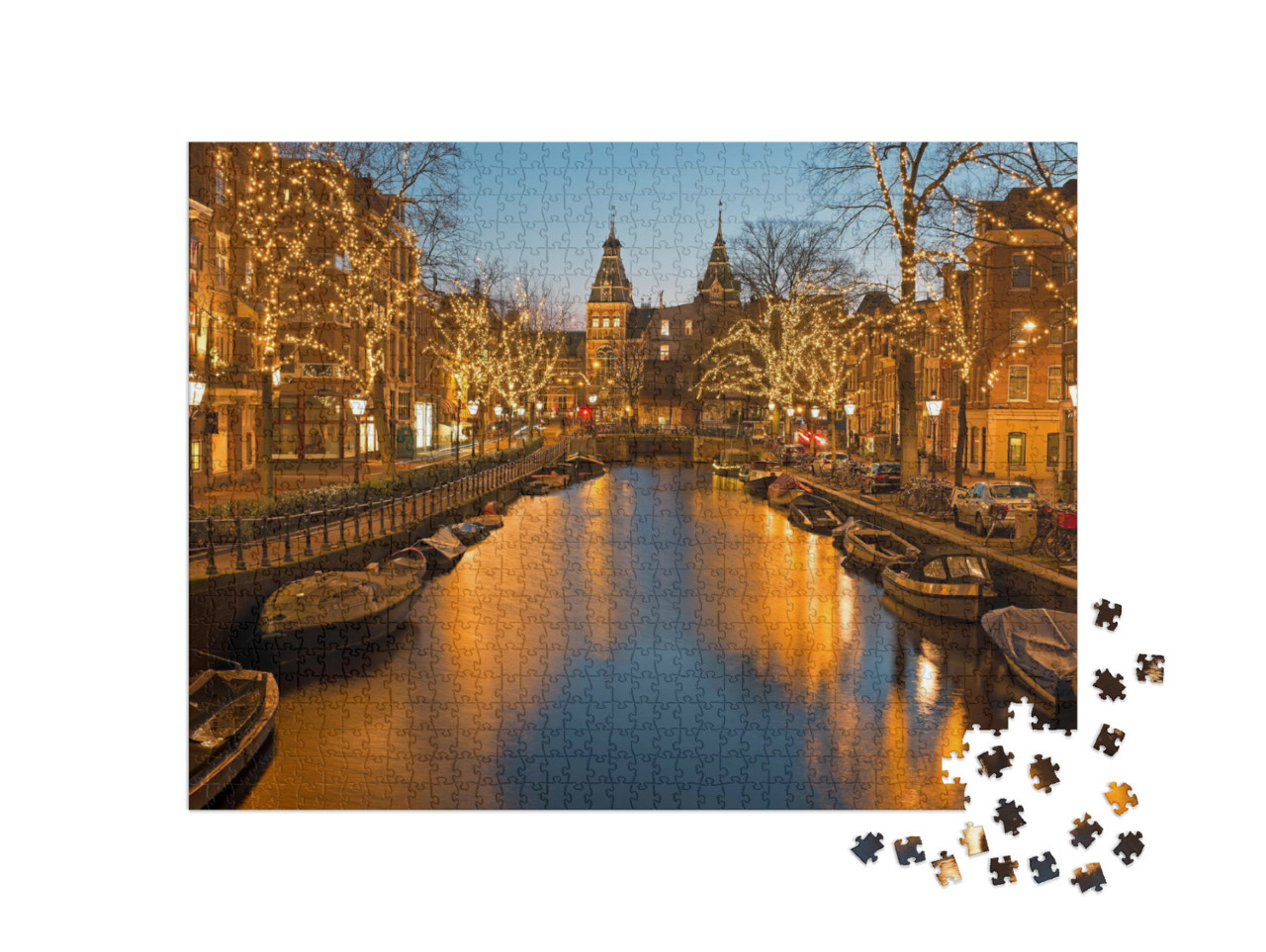 Puzzel 1000 stukjes „Kersttijd in Amsterdam“
