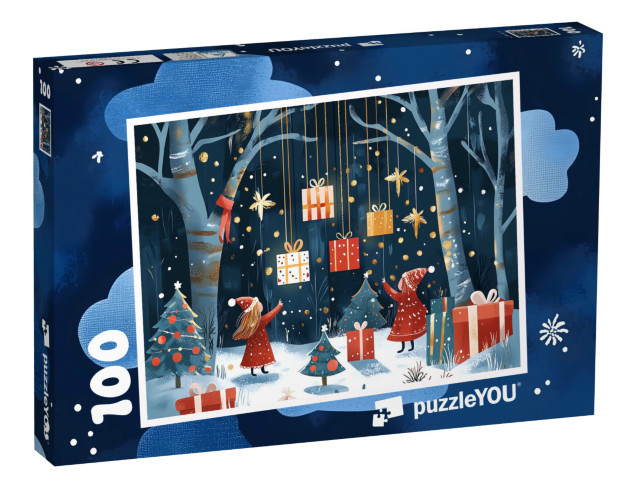 Puzzel 100 stukjes „Het kerstcadeaubos“