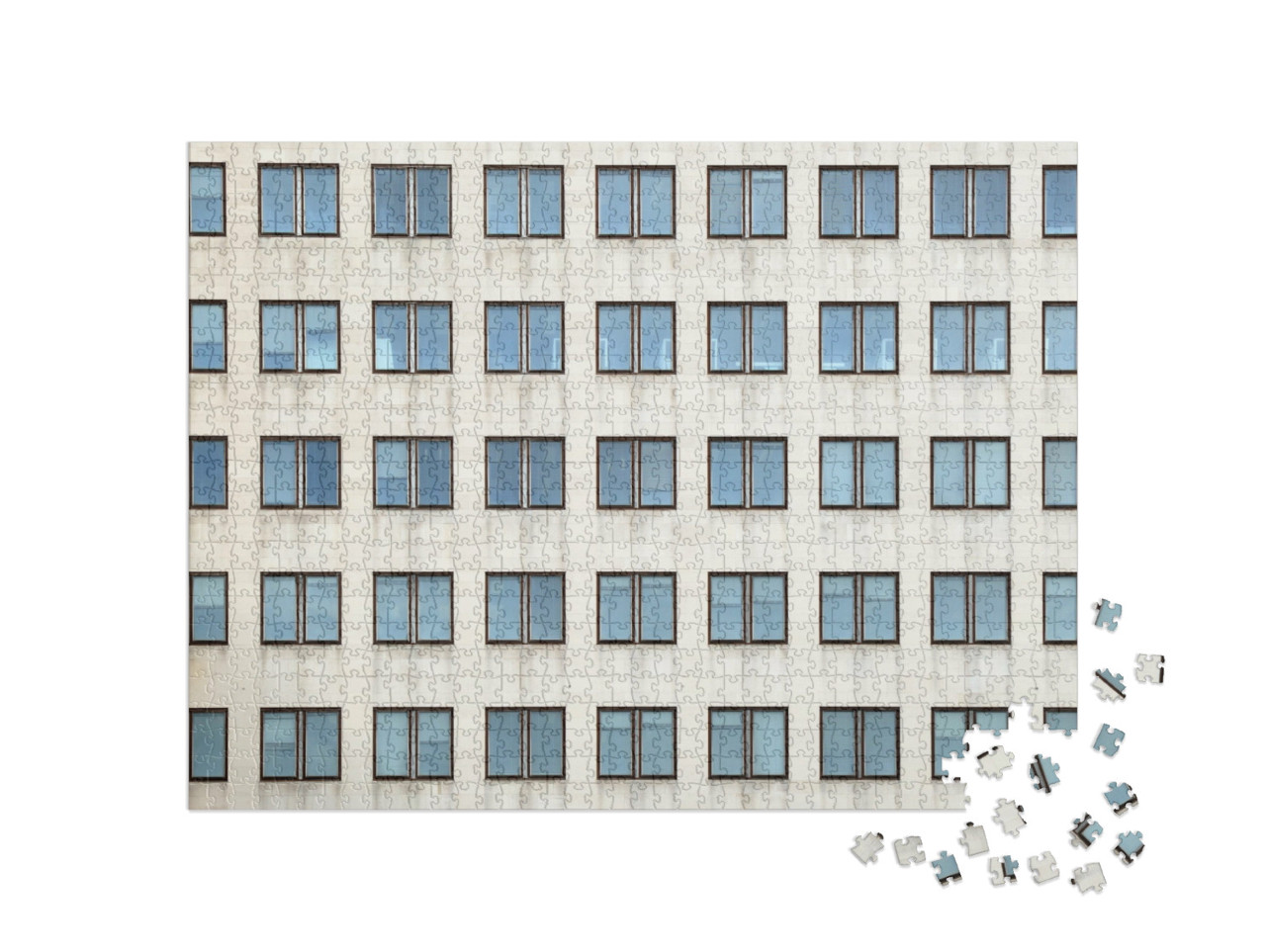 Puzzel 1000 stukjes „Plaatsing van ramen in een kantoorgebouw“