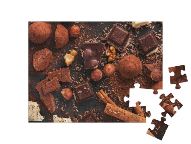 Puzzel 48 stukjes „Diverse zoete zelfgemaakte chocoladepralines“