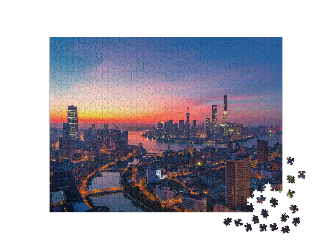 Puzzel 1000 stukjes „Shanghai bij schemering“